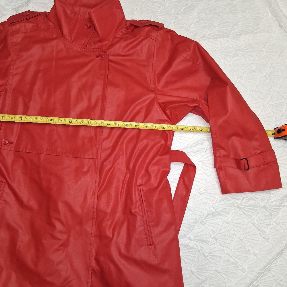 London Fog Vintage Vibrant Red Trench Coat Size 14 pet - Picture 8 of 17